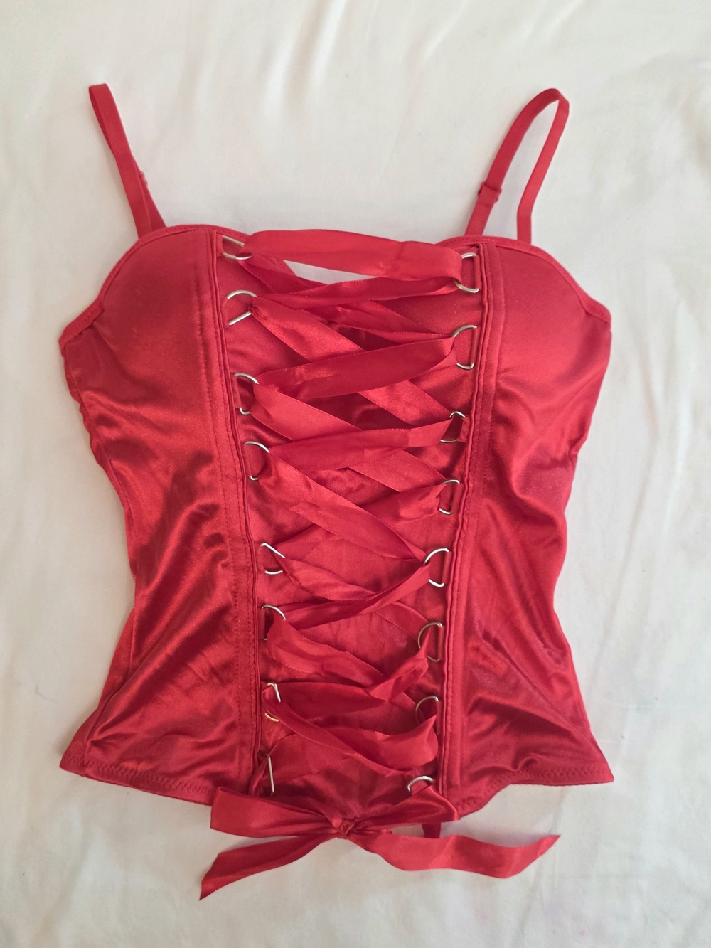 Spirit Halloween Red Lace Up Corset M Red Costume Sexy Vampire Witchy Push Up